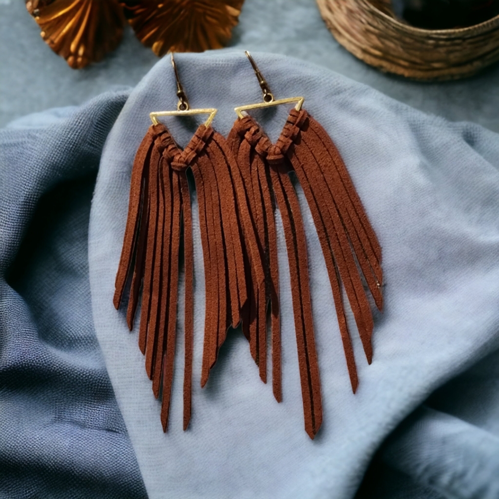 Bohemian Leather Fringe Earrings